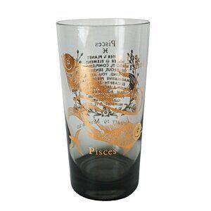 Vintage Horoscope PISCES Bar Cocktail Drinking Glass Highball Tumbler